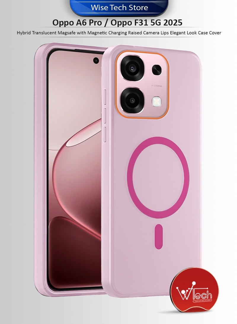 دبليو تيك غطاء هاتف Oppo A6 Pro / Oppo F31 5G 2025 شفاف هجيني مزود بـ Magsafe مع شحن مغناطيسي وحواف مرتفعة للكاميرا ومظهر أنيق (MCMPMN) - وردي فاتح - Image 1